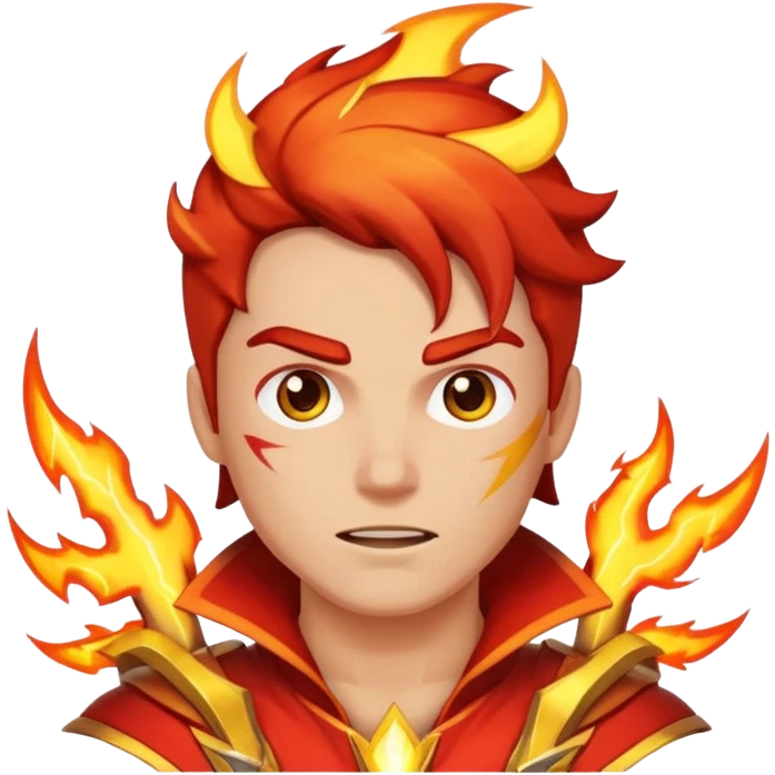 A hero standing tall, with lightning bolts and fire surrounding them emoji