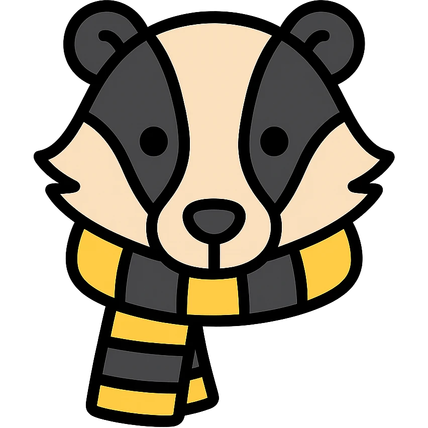 badger head with yellow and black striped scarf emoji