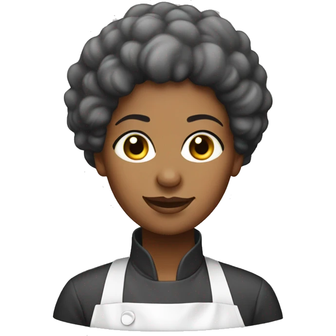 Generate a emoji of an afro woman, with short hair. dressed as a cheff emoji