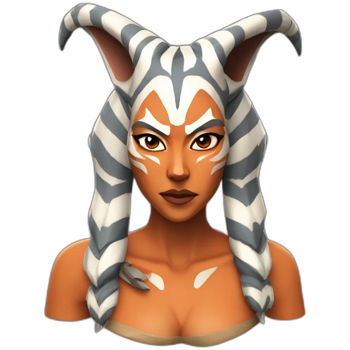 Sexy Ahsoka Tano (bust, front facing, Apple iOS 17 style) horns, tendrils emoji