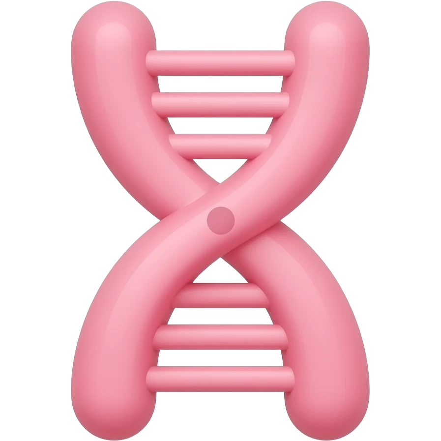 Cute minimalist pink chromosome two chromatids visible subtle allele marks but not between arms of chromosome soft pastel colors smooth and rounded edges flat vector style clean and modern aesthetic and simple design allel Marks on arms as little darker color emoji