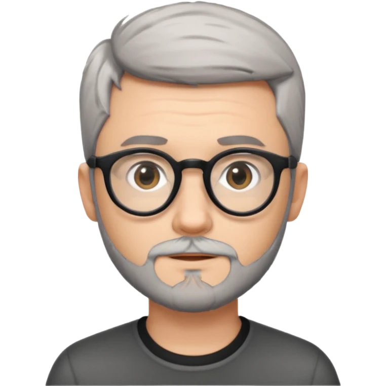homme jeune blanc cheveux gris court lunettes rondes noir et petite barbe  emoji