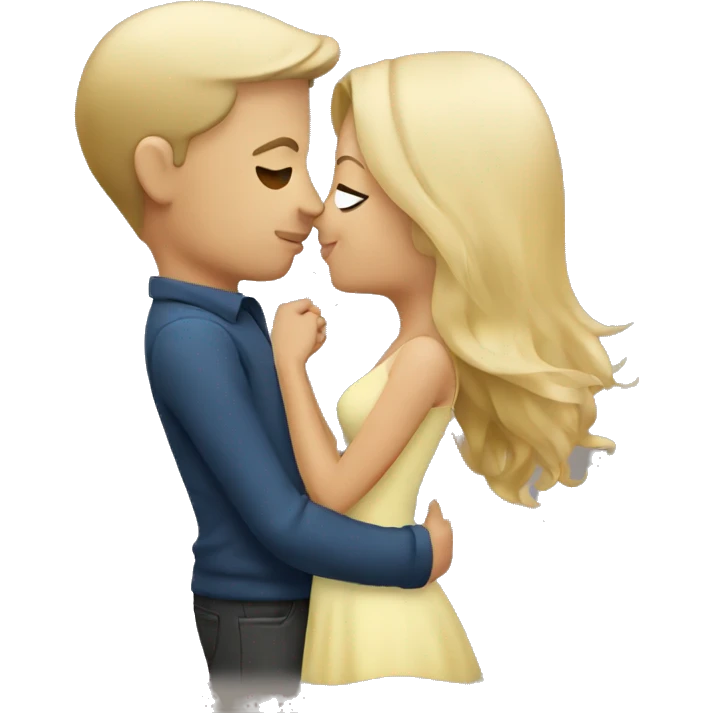 Brunette Women Kissing blond/brunette man emoji