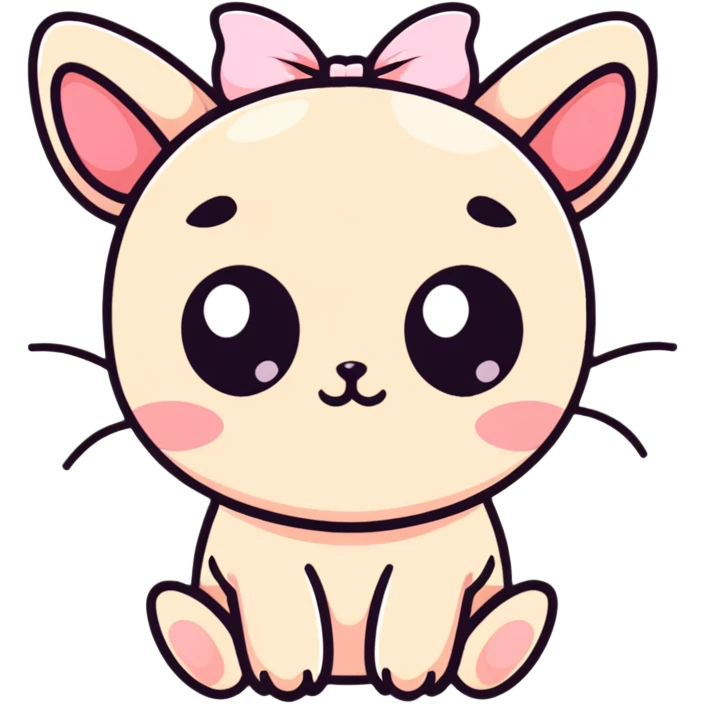 super kawaii bow with blush and big eyes emoji