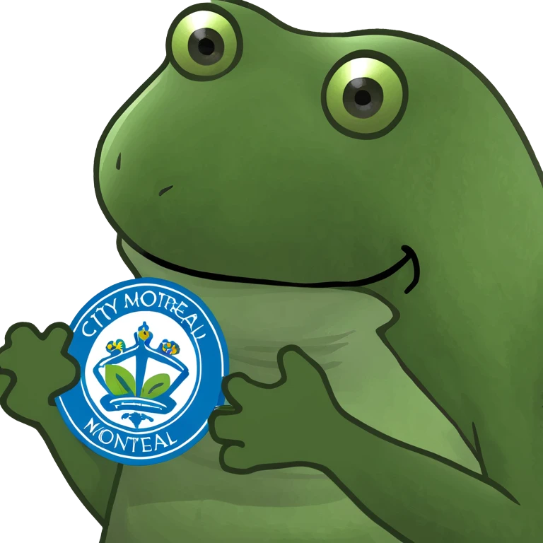 bufo frog with the City of Montreal logo in its hands emoji