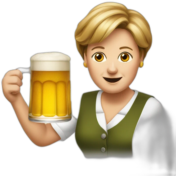 merkel with a beer emoji