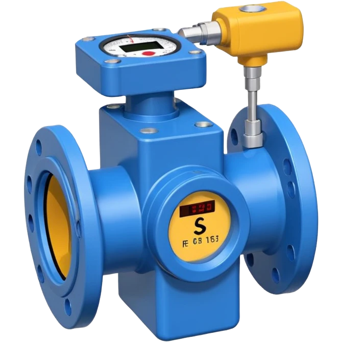 Mini caudalímetro color azul con brida y el medior tipo digital emoji