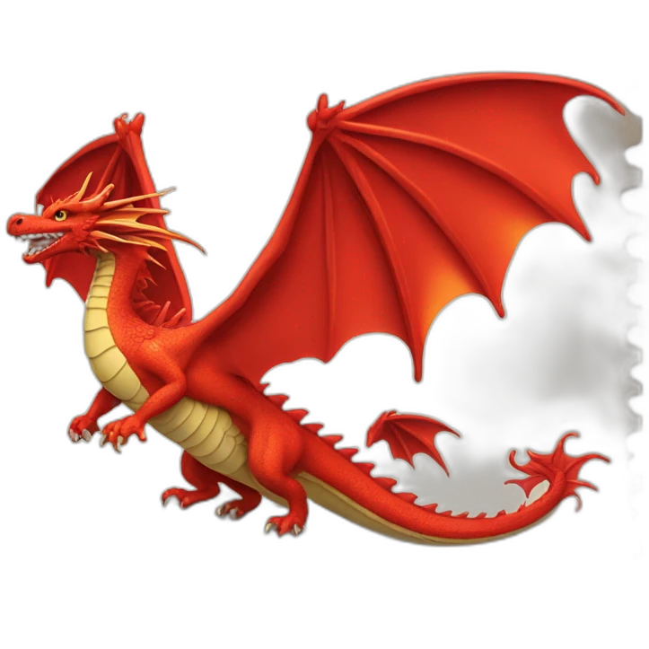 stamp with a red dragon with outstretched wings in the center emoji