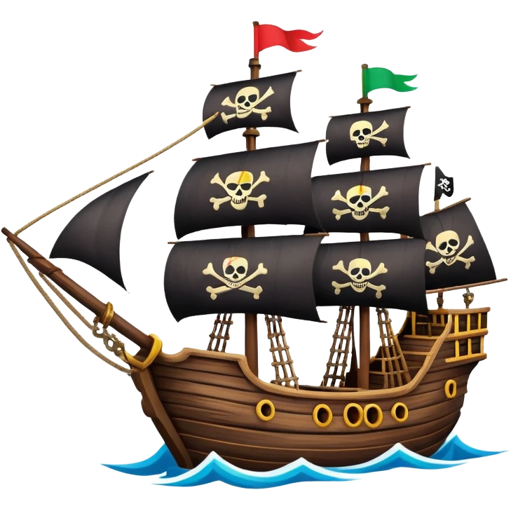 random colors pirate ships emoji