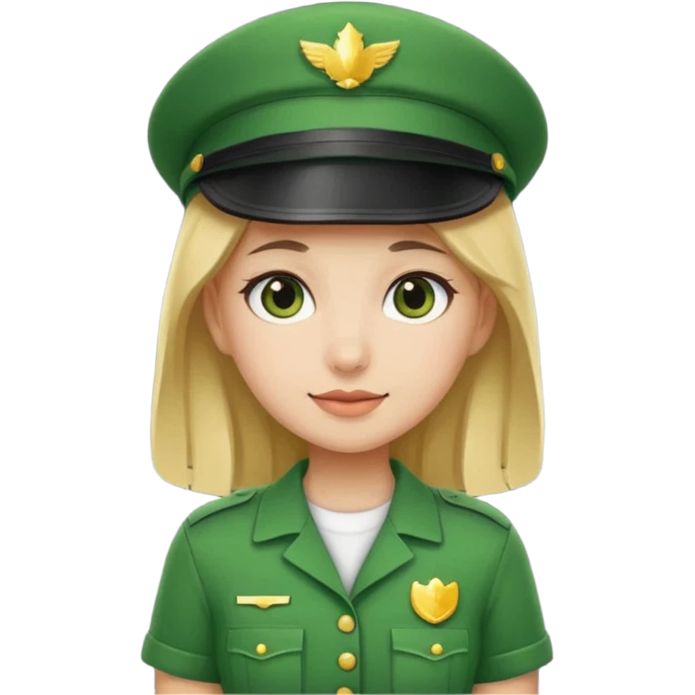 Green uniform t shirt girl no hat emoji