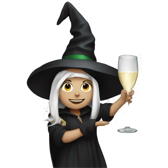 Witch, white skin, Popping Champagne Bottle emoji