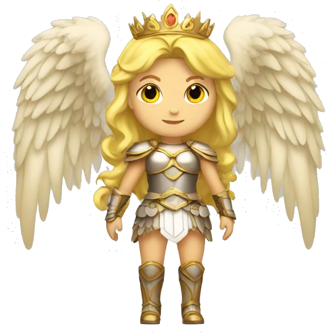 Blond Valkyrie full body with crown with wings emoji