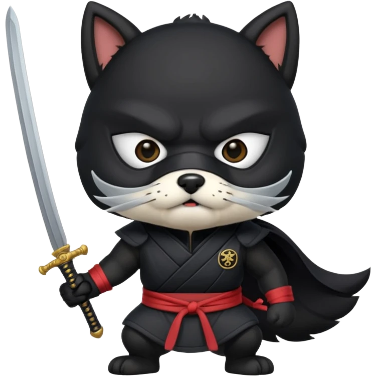 dog ninja with sword emoji