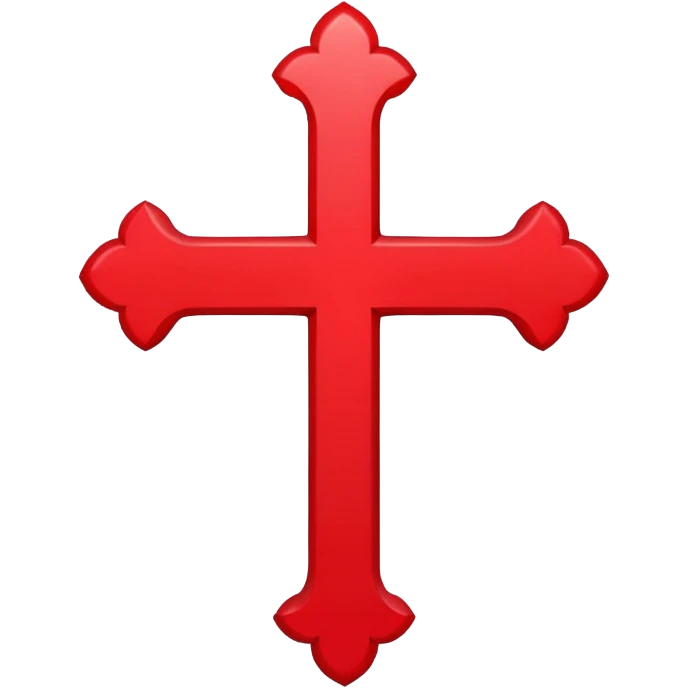 A bright crimson cross with smooth edges and balanced proportions. Clean emoji style emoji