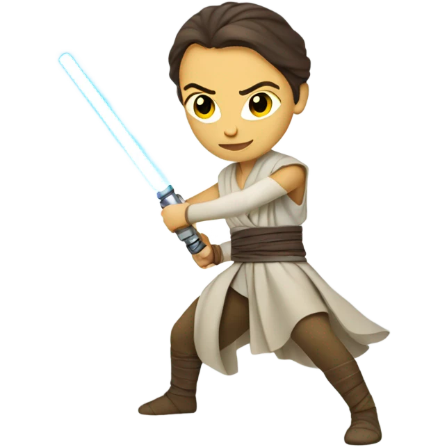 rey skywalker holding a yellow lightsaber emoji