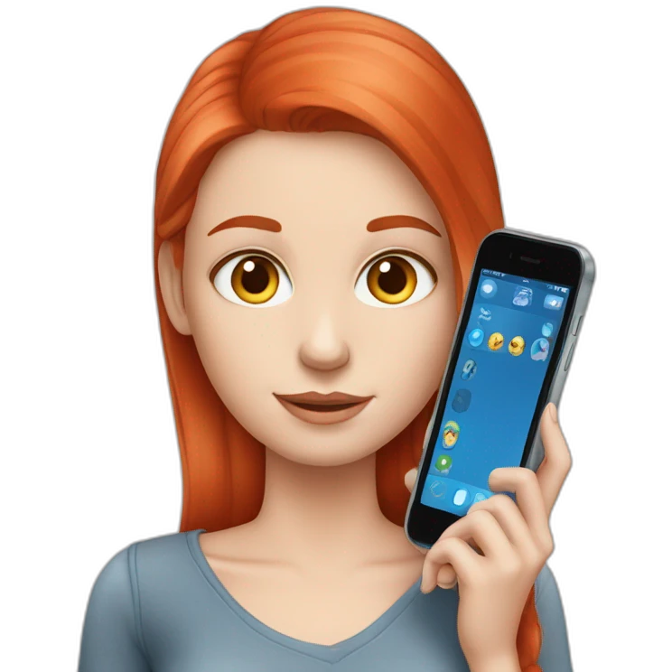 white-girl-red-hair-blue-eyes-showing-cellphone emoji