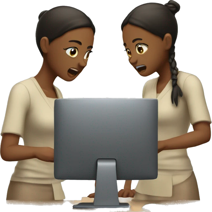 two girls arguing on a compute emoji
