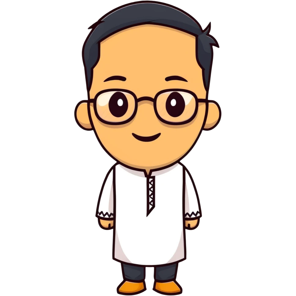man with wheatish skin tone, wearing kurta with rectangle glasses emoji