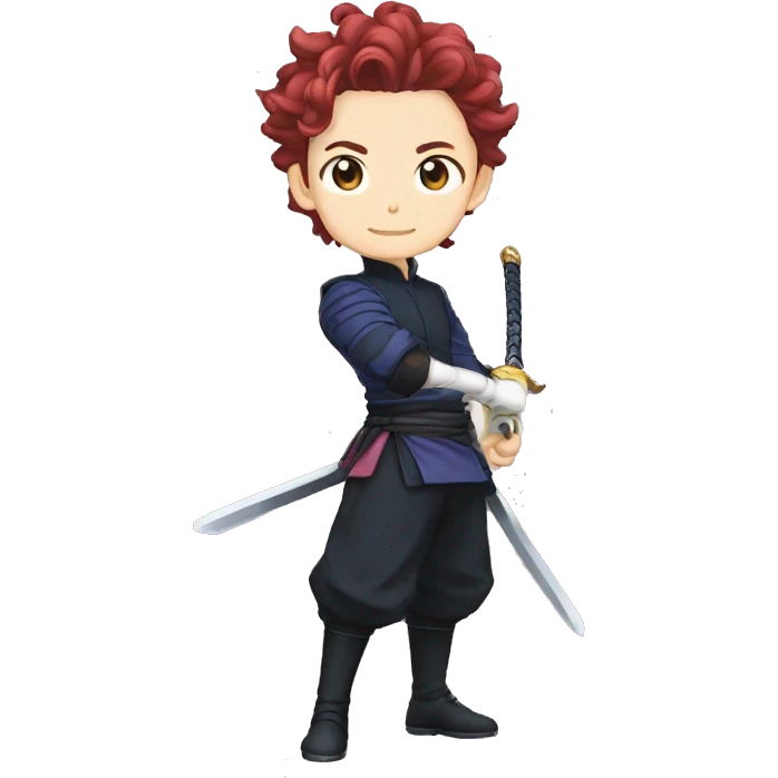 Tanjiro énervé avec son épée brandie emoji