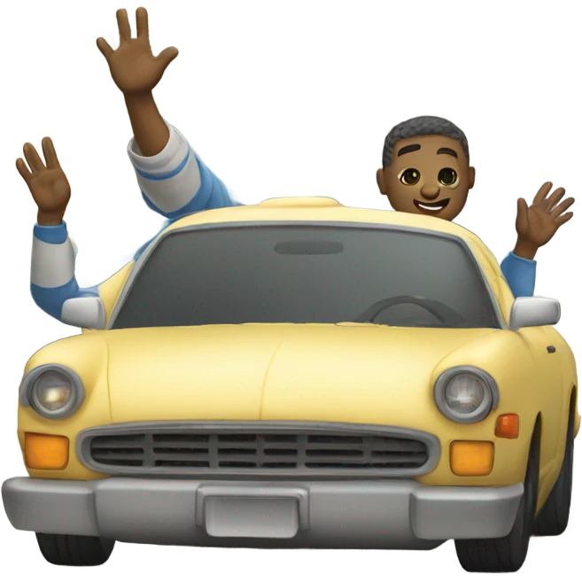 Two cars high fiving emoji
