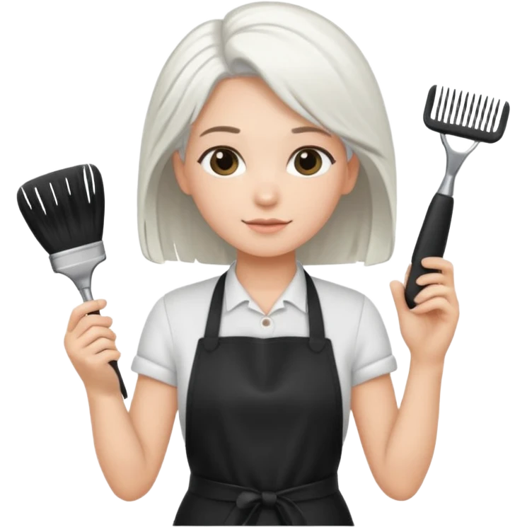 white hairstylist doing someones hair emoji
