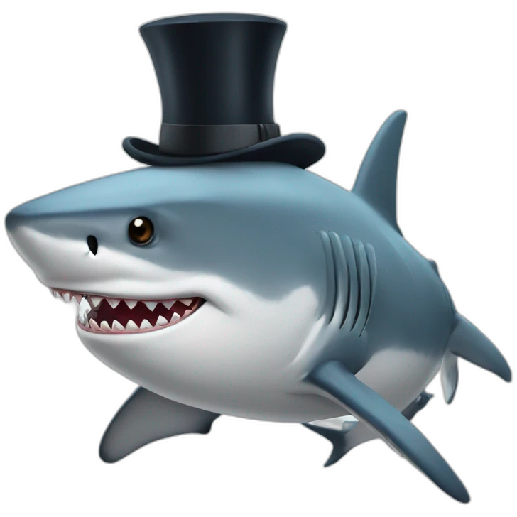 Shark with a top hat emoji