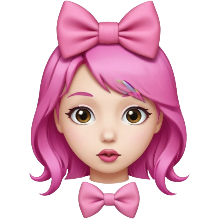 kiss face with pink hair bow  emoji