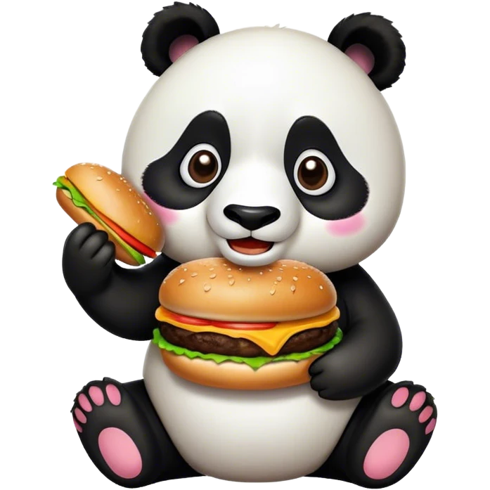 Panda eating a burger emoji