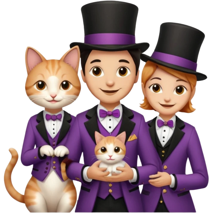 magician couple and their pet cat emoji