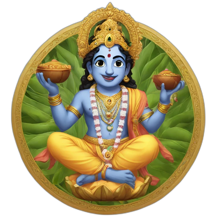 Krishna with fulte emoji
