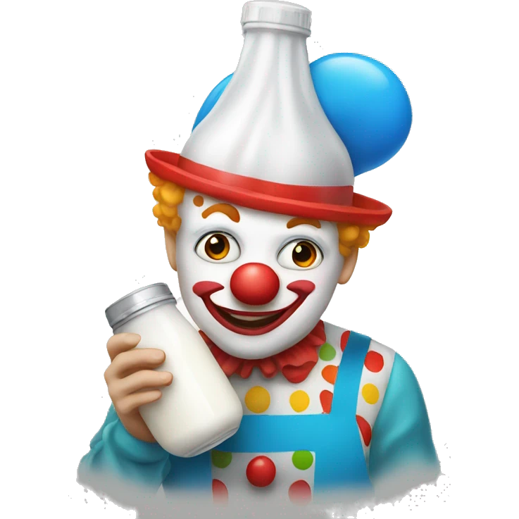a clown holding a milk cap emoji