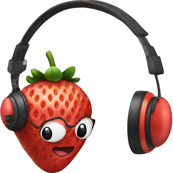 a strawberry with headphones emoji