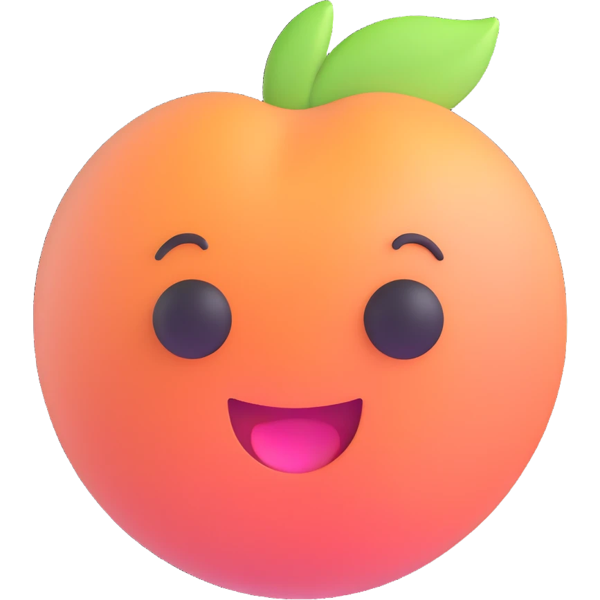 soft and lovely peach icon, 3D emoji style emoji