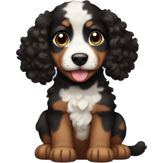 Puppy with curly black and brown fur  emoji