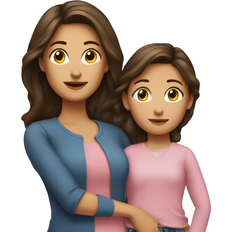 mom and daughter brunette emoji