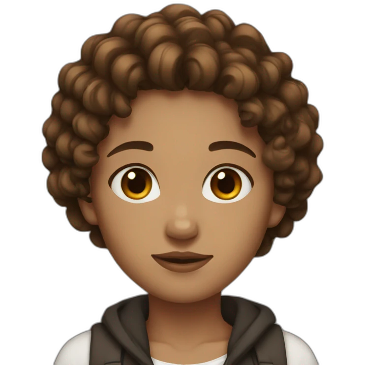 Girl brown hair curly black emoji