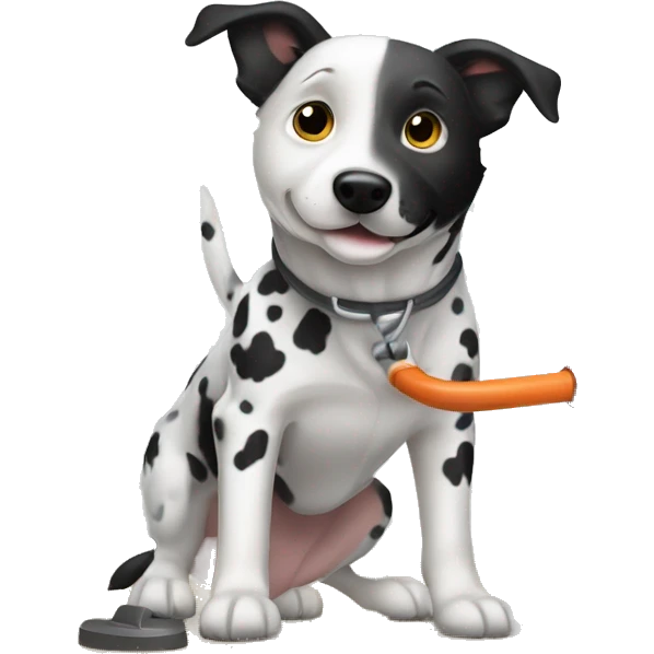 white and black dog cattle dog vacuuming emoji