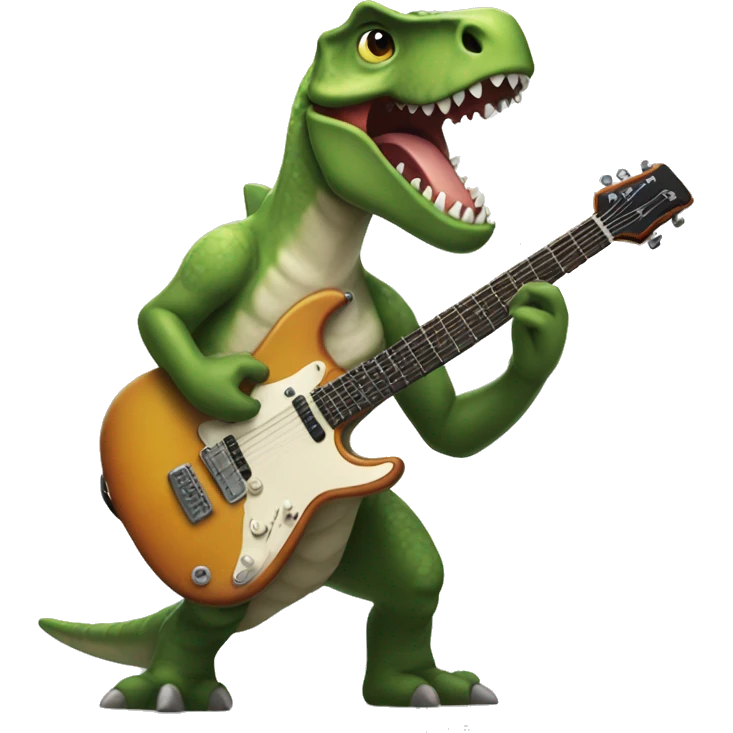 dinosour playing guitar emoji
