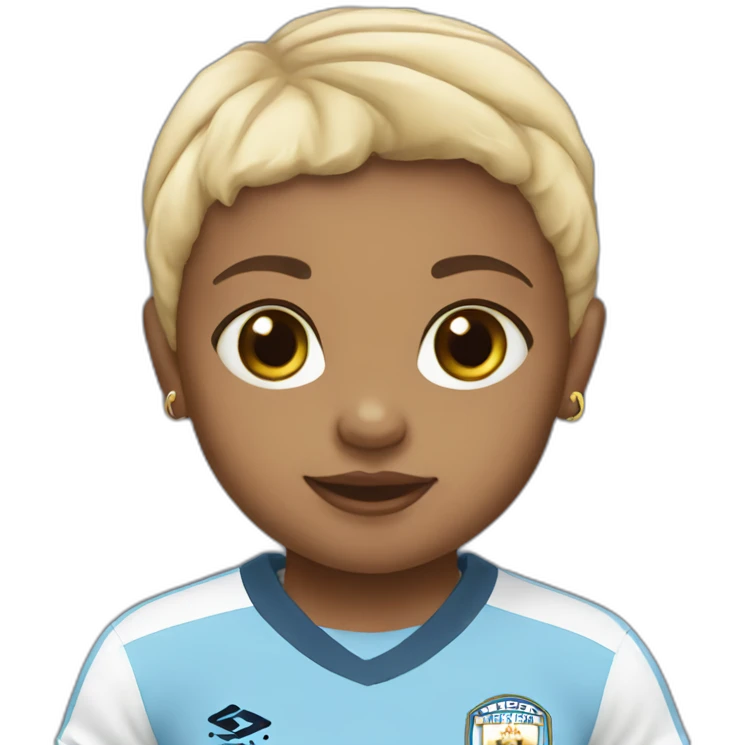 baby girl wearing Manchester City football shirt emoji