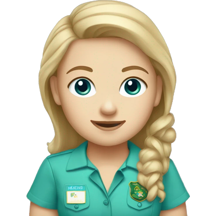 White girl scout with a baby blue shirt emoji