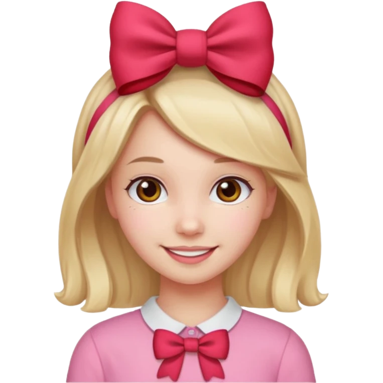 Girl with red bow on her head and pink shirt emoji