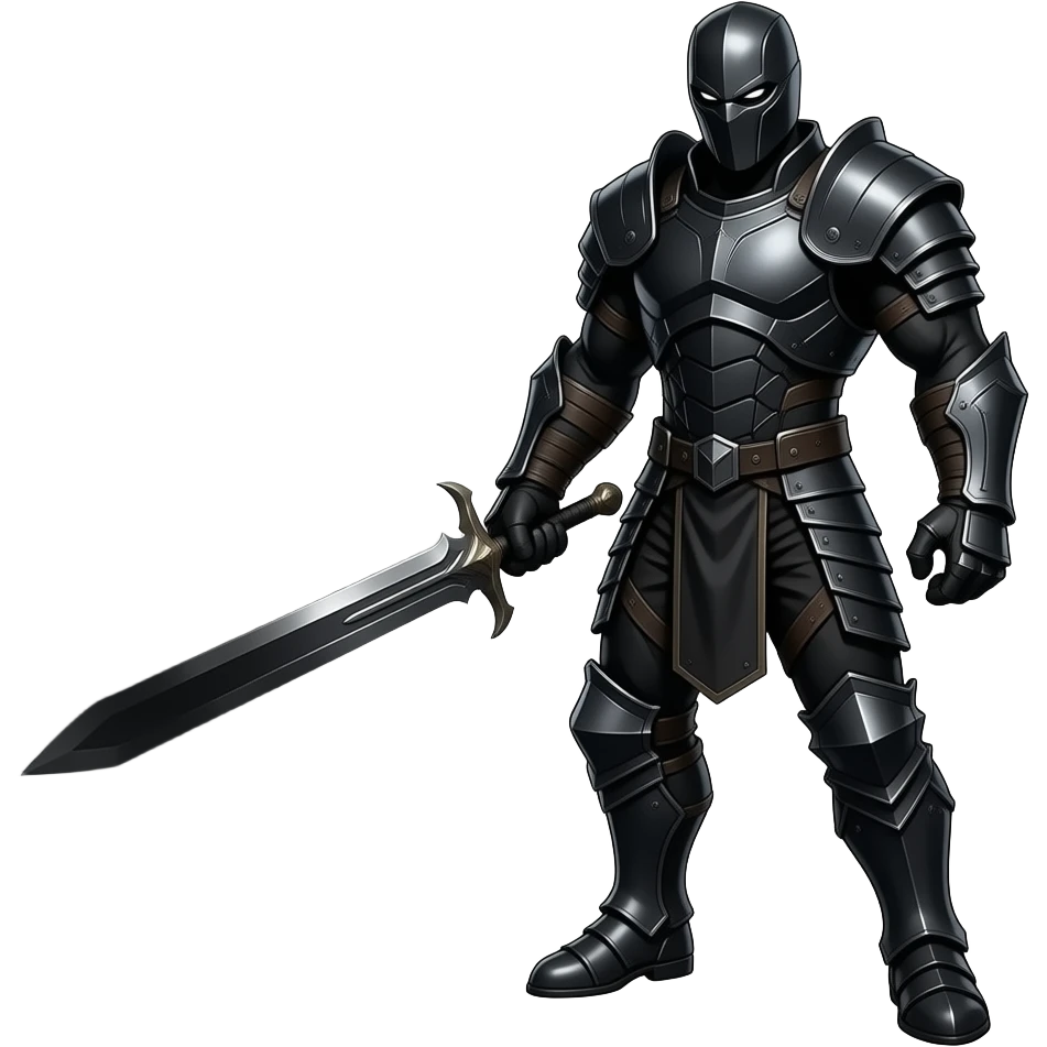 Shadow Monster with a cool armor on it and a sowrd which emiting a blag fog  its full black emoji