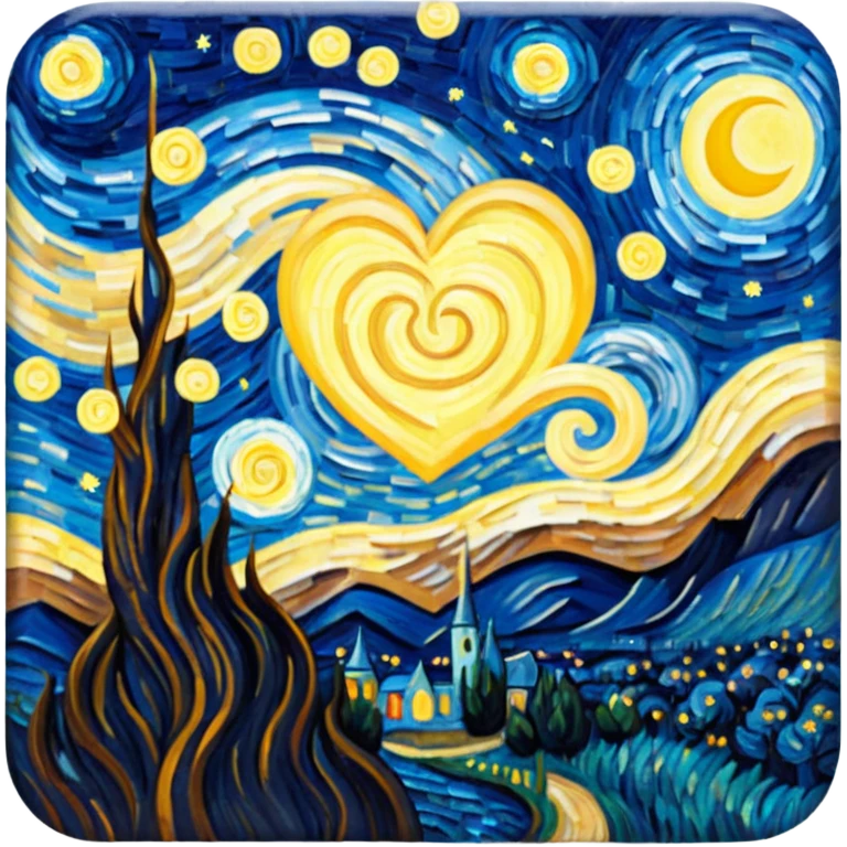 Vangogh starry night heart emoji