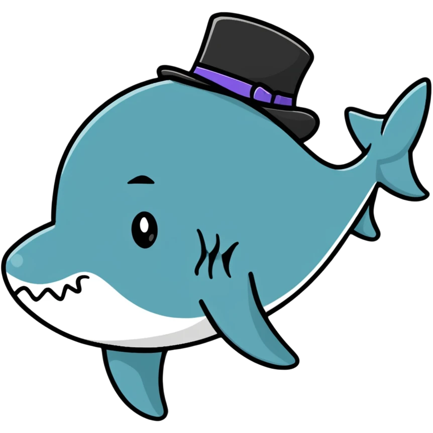 Shark with a top hat emoji