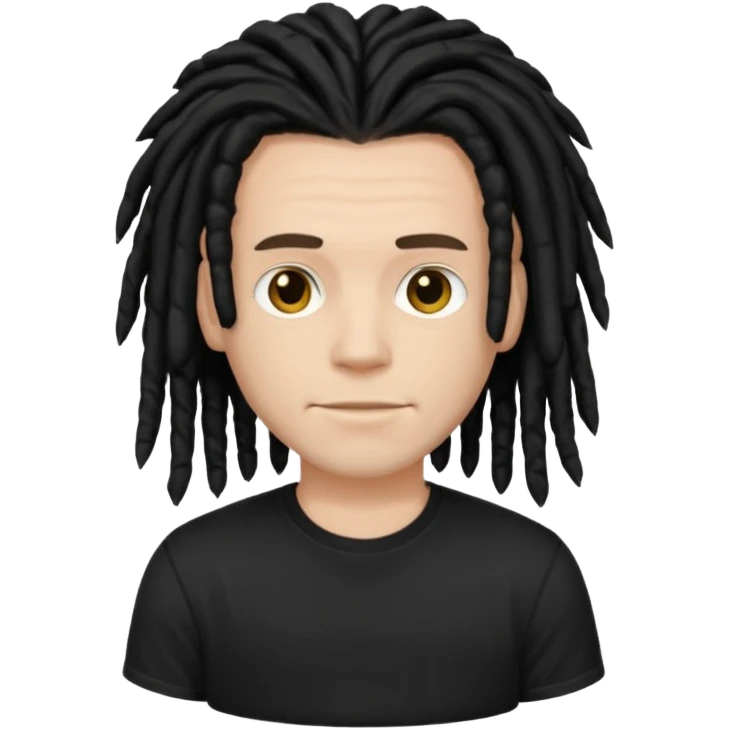 white guy , black dreadlock, black t shirt emoji