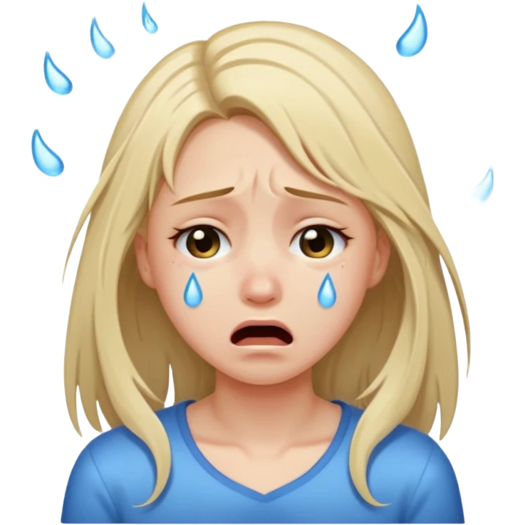 girl crying so hard with streams running down her face, shes also pulling on her hairrr emoji