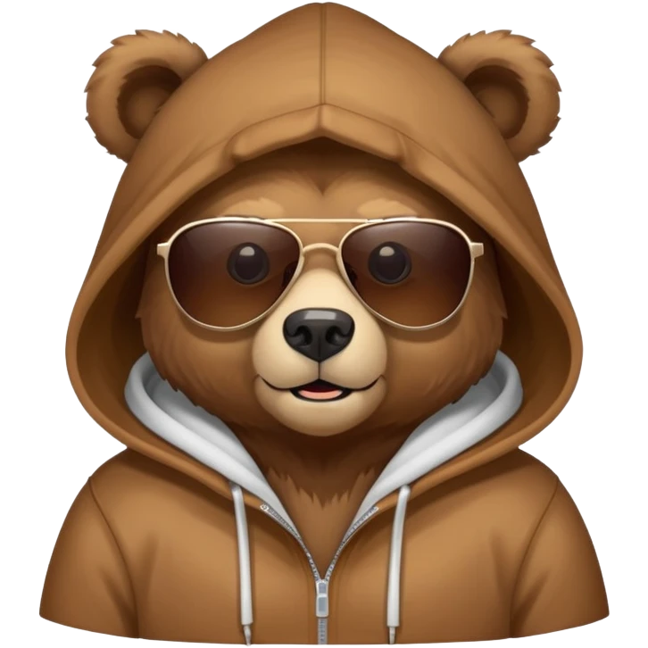 bear with sunglasses and a hoodie on just the face emoji