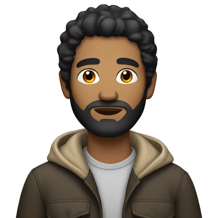 Homeless man with black hair and tan skin emoji