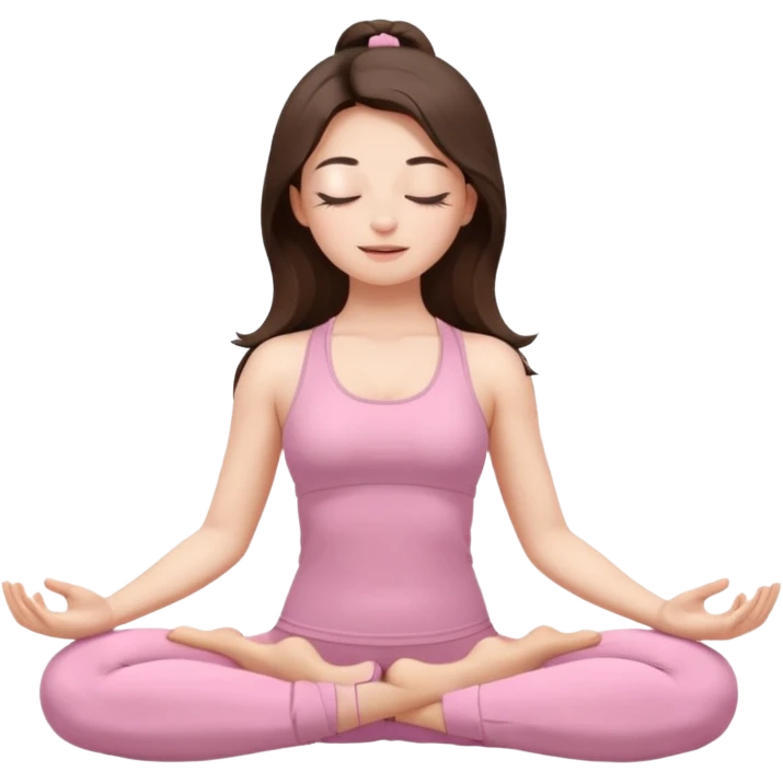 Brunette, Long hair, white skinne, light pink closets, closed eye girl in make yoga emoji