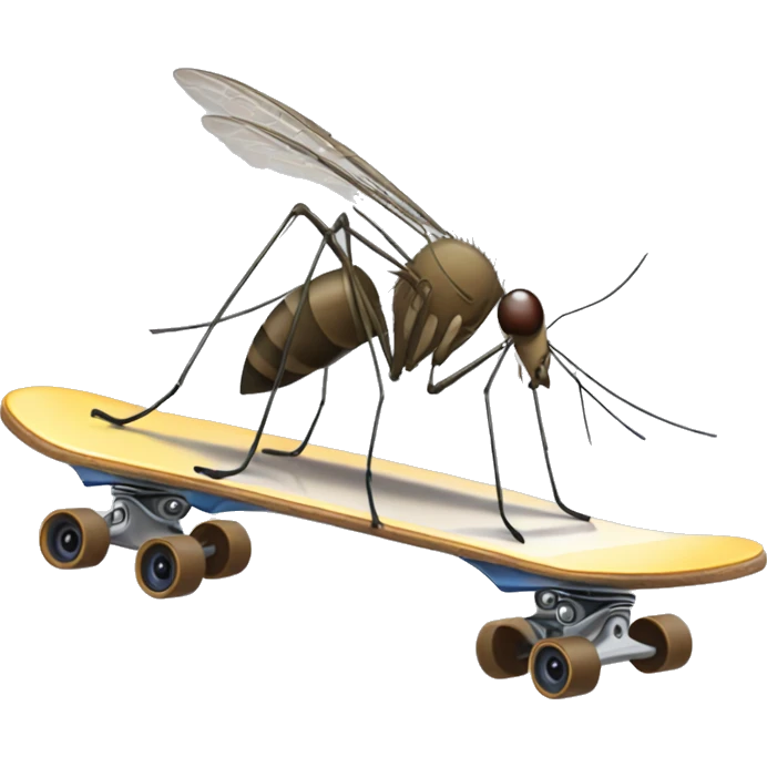 Generate a mosquito doing skating on skateboard emoji